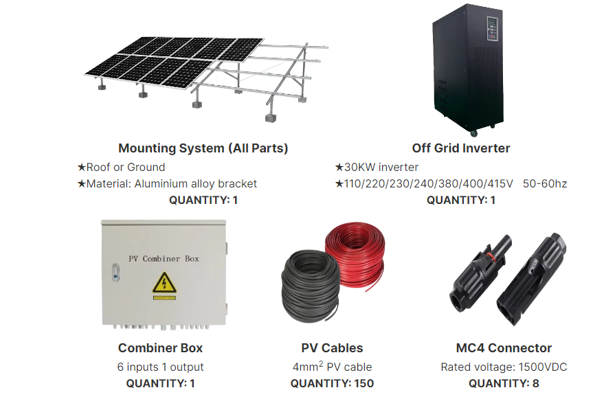 30kw Wholesale off Grid Home Residential Photovoltaic Solar Panel Electric Energy Power System
