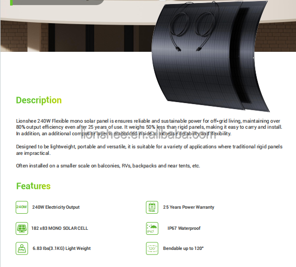 240W Flexible Solar Panel Image 1