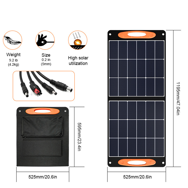 SHENHAUR Foldable Solar Panel with Charging Controller >23% Efficiency for Power Station 60W-500W Portable Bag
