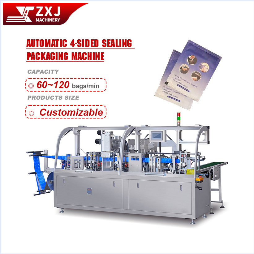 Four Side Seal Wipes Packaging Machine for Alcohol Swabs and Pads