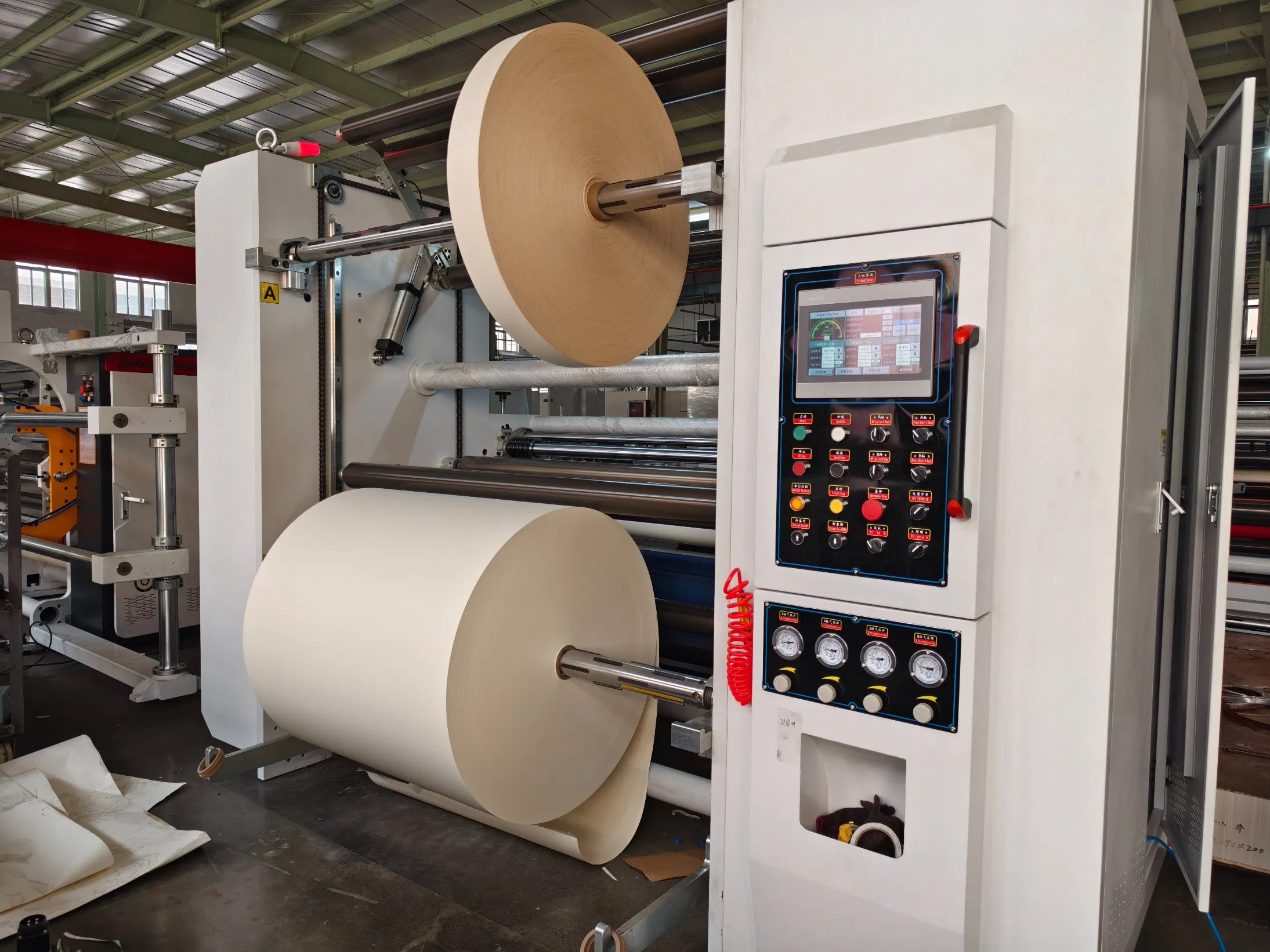 High Speed Automatic Electric Medical Gauze Fabric Slitting Rewinding Machine with Rotary Shear Knife for Easy Adjustment