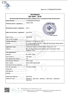 PVC Panel Flammability Report