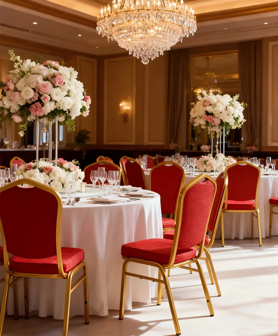 Wholesale Light luxury gold-framed banquet chairs - high-end dining chairs specially designed for hotel weddings, celebrations and business banquets Companies, Service