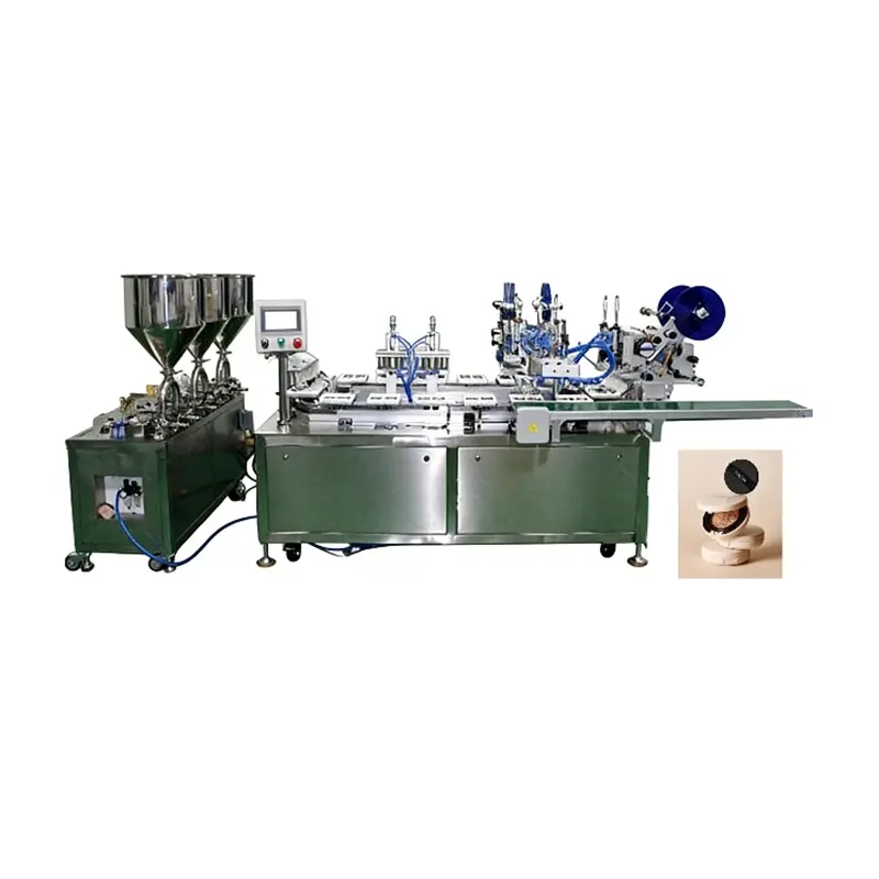 Best HRD-GZQD-400 AIR CUSHION BB CREAM FILLING & LABELING MACHINE(4 filling heads and automatic labeling ) Manufacturers, Supplier