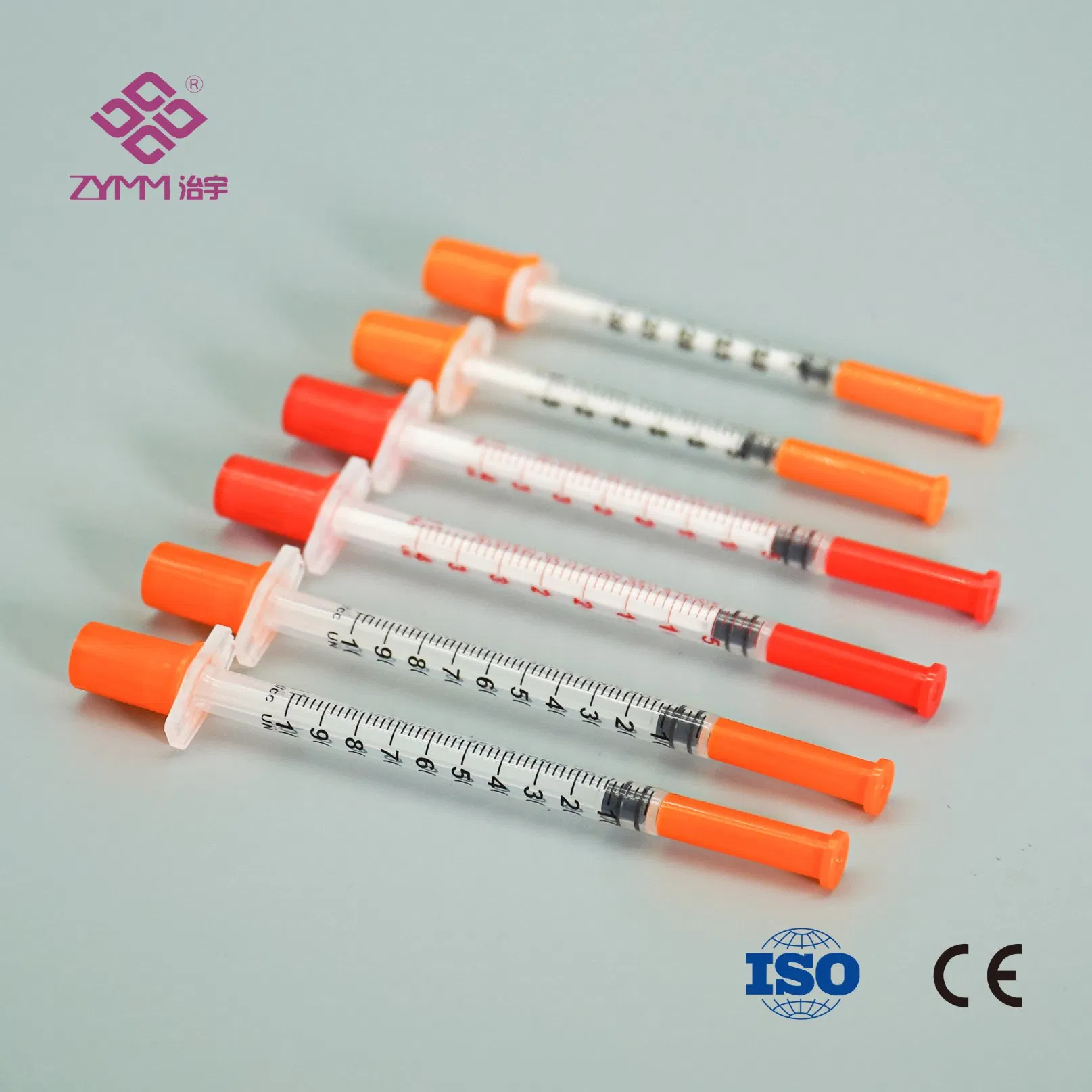Seringa de Insulina Estéril de Plástico de Alta Qualidade Descartável U-100/U-40 0.3ml/0.5ml/1ml Embalagem de PE/Blister com CE e ISO
