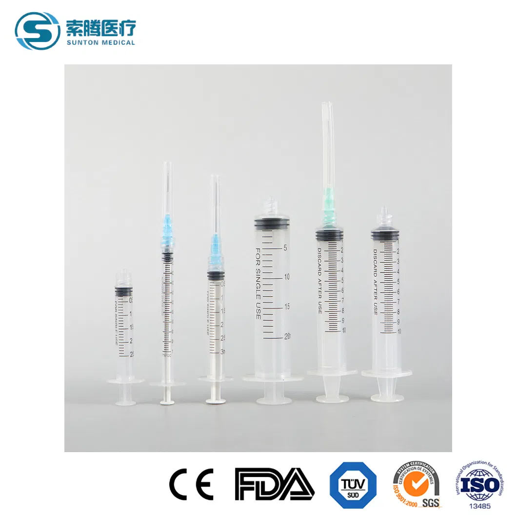 Seringa Médica Estéril de Segurança Descartável de Plástico 2 com Conexão Luer Slip Lock para Uso Único em Todos os Tamanhos com CE, ISO com ou sem Agulha