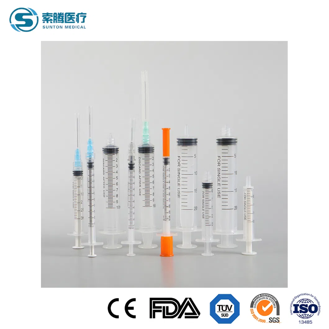 Seringa Médica Estéril de Segurança Descartável de Plástico 2 com Conexão Luer Slip Lock para Uso Único em Todos os Tamanhos com CE, ISO com ou sem Agulha