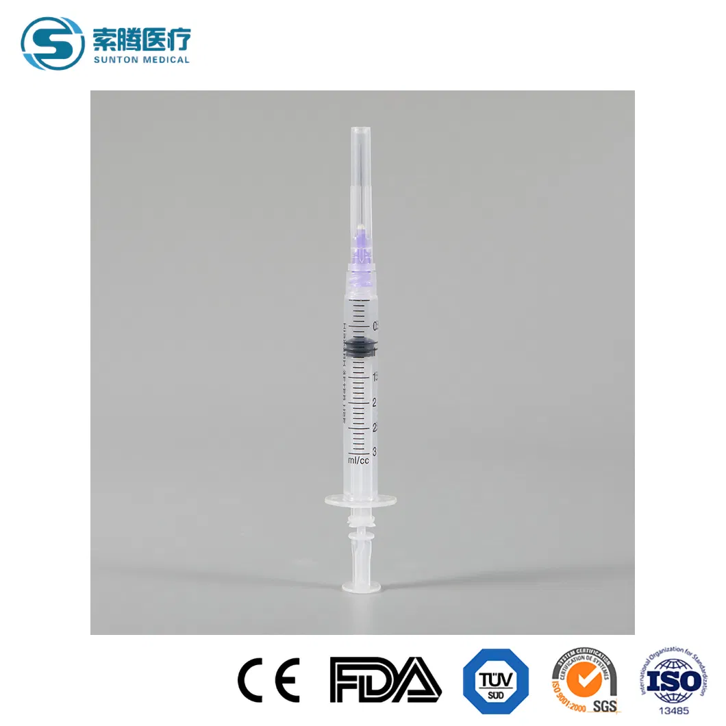 Seringa Médica Estéril de Segurança Descartável de Plástico 2 com Conexão Luer Slip Lock para Uso Único em Todos os Tamanhos com CE, ISO com ou sem Agulha