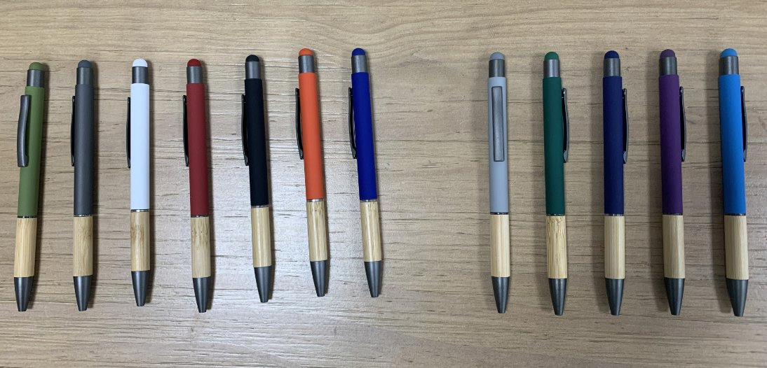 Personalized Custom Logo Printed Eco-Friendly Bamboo Wooden Grip Aluminum Ballpoint Pen