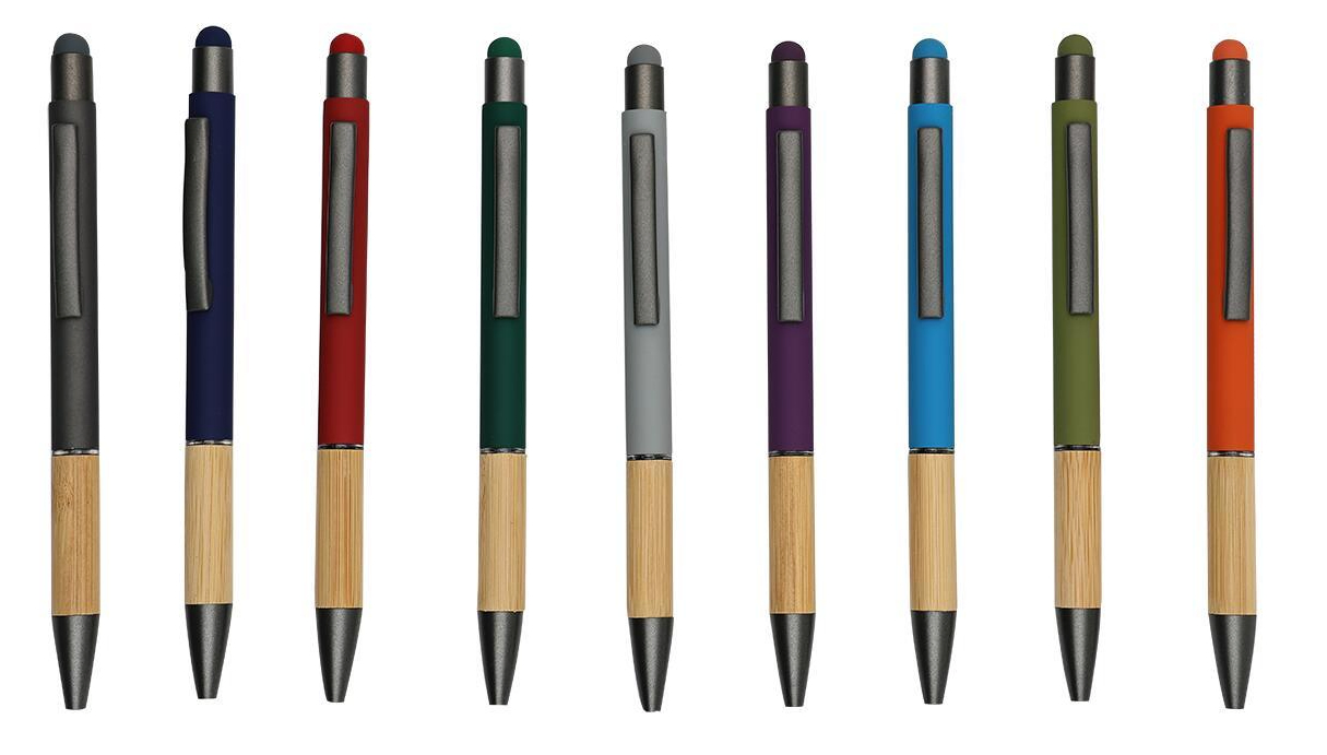 Personalized Custom Logo Printed Eco-Friendly Bamboo Wooden Grip Aluminum Ballpoint Pen