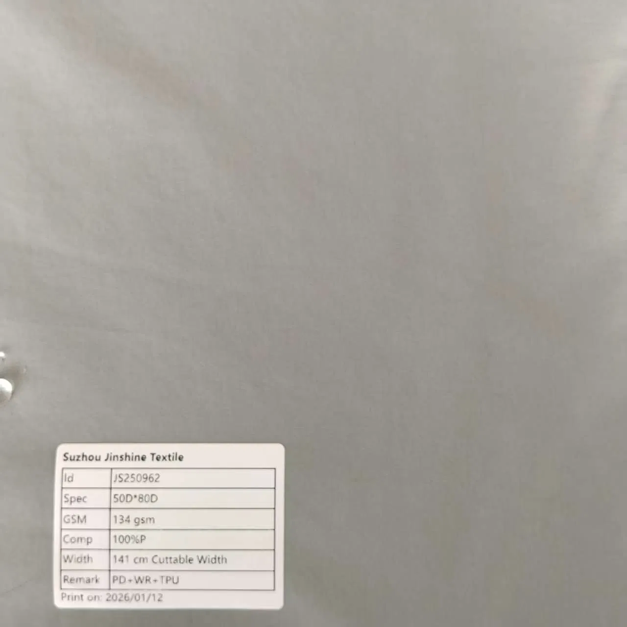 Packable Weather-Resistant Shell Fabric with TPU Backing, 50d80d Durable for Travel Raincoats and Foldable Outdoor Gear