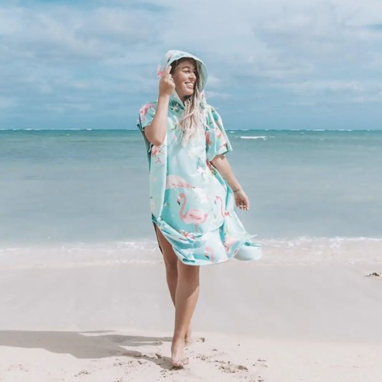 Eco-Friendly Waffle Beach Poncho Towel for Sand-Free Fun
