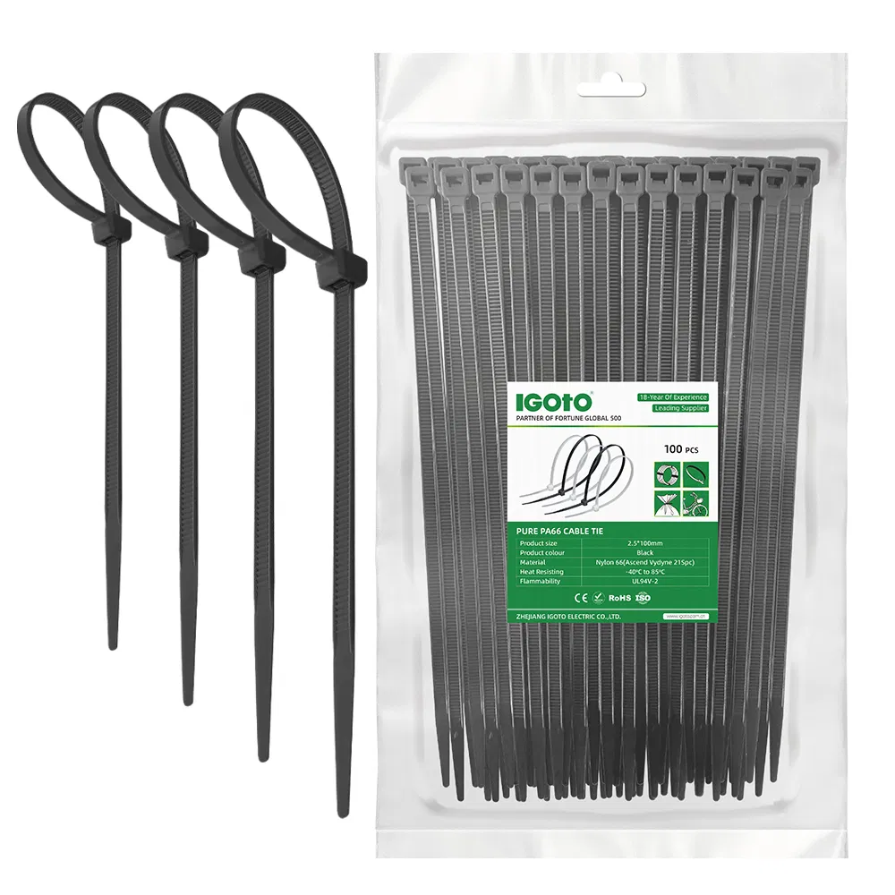 Wholesale Price Eco-Friendly CE Approved Igoto Customized Package Nylon Plastic Cable Zip Tie with High Quality