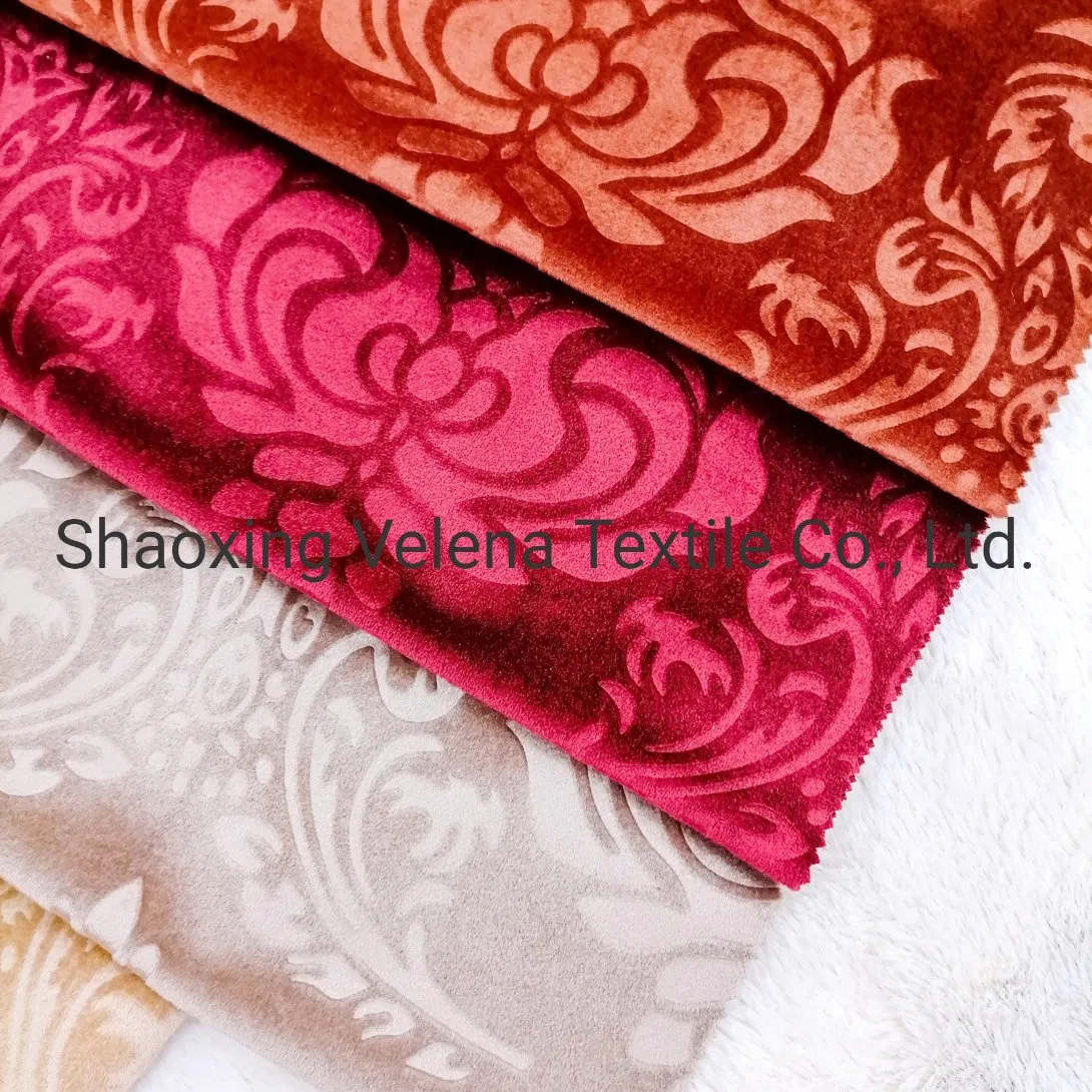 100%Polyester New 3D Emboss Knitting Curtain Shiny Velvet Classical Upholstery Decorative Fabric