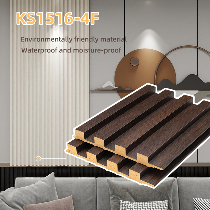 China Supplier Customized 159*16mm Eco-Friendly Wood-Grain WPC Solid Fluted Wall Panels