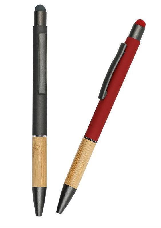 Personalized Custom Logo Printed Eco-Friendly Bamboo Wooden Grip Aluminum Ballpoint Pen