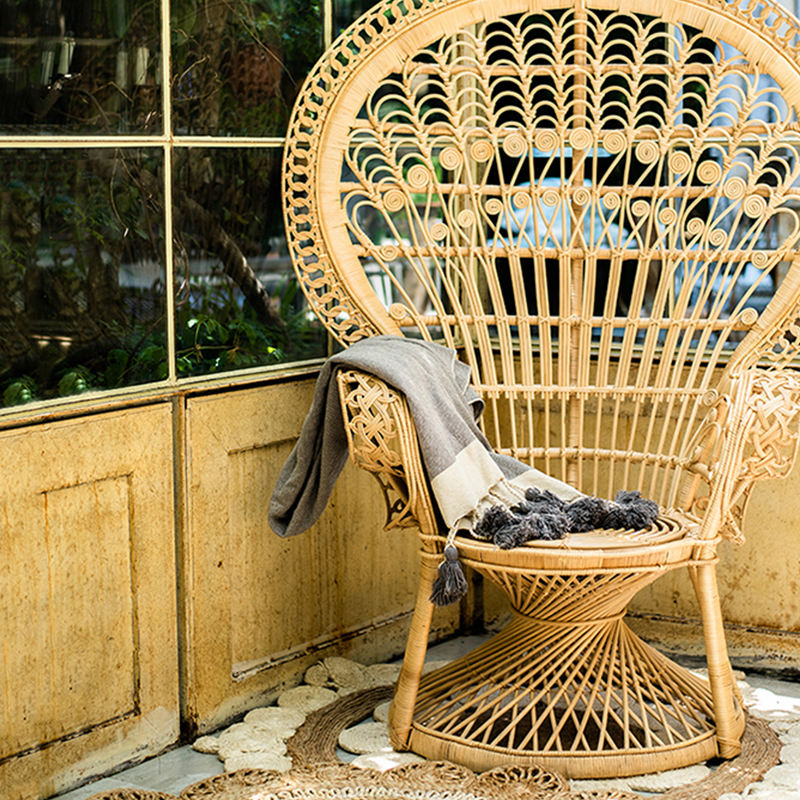 Handwoven Rattan Peacock Chair Elegant Bohemian Accent Chair for Home and Event Decor