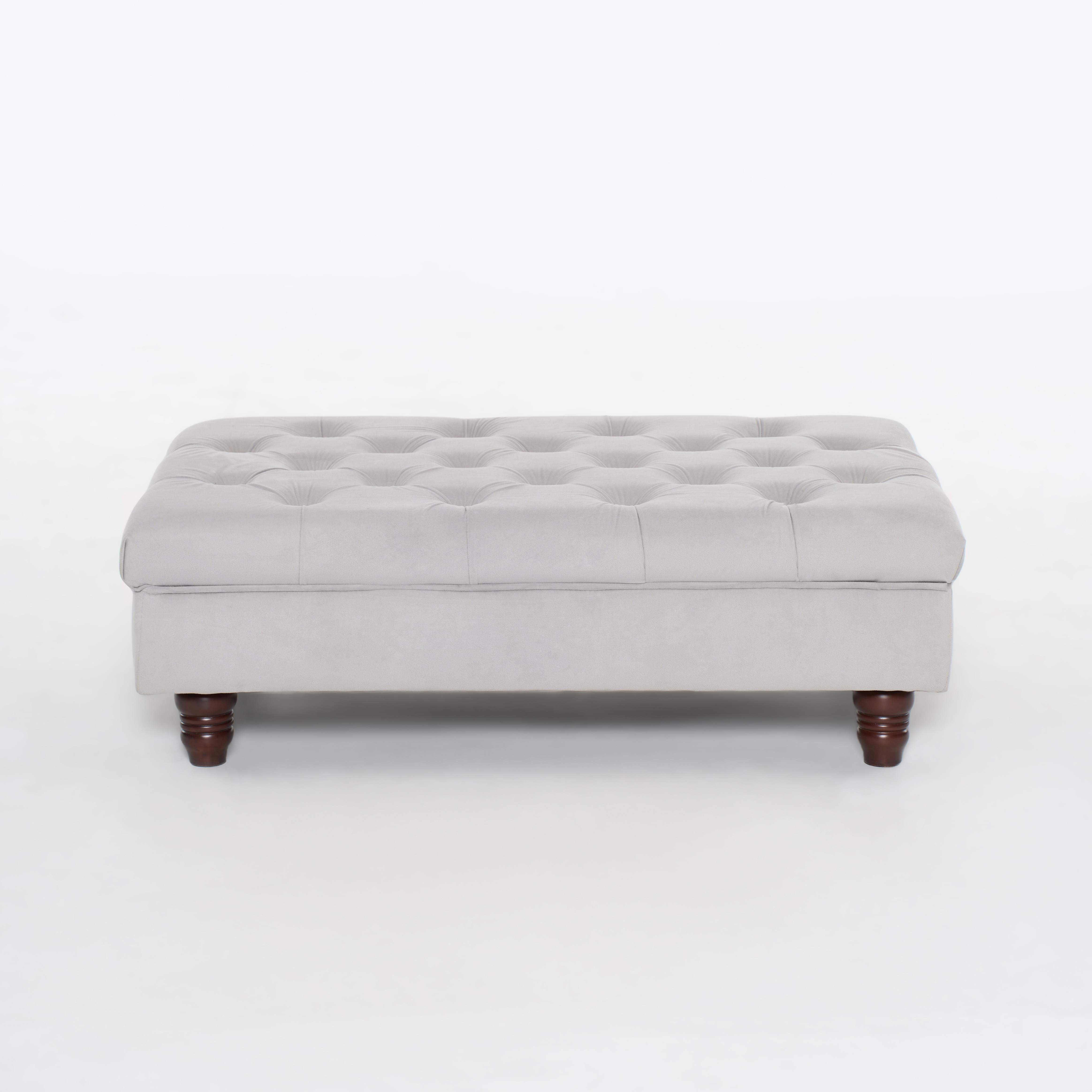 Modern 51-inch Light Grey Storage Ottoman Fabric End Bed Bench Sofa Stool Adjustable Height Home Office Living Room Entryway