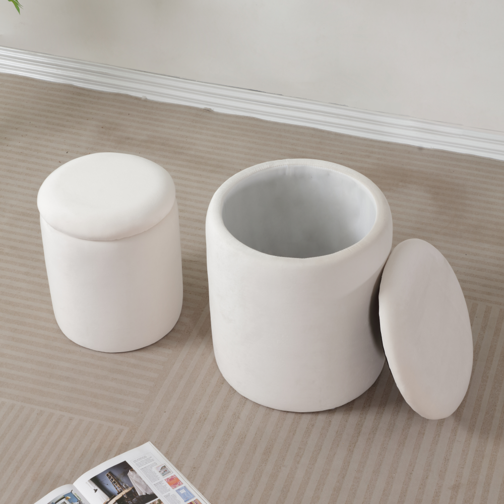 Premium Velvet Upholstered Soft Ottoman Storage Stool Hidden Storage Eco-Friendly for Hotel Apartment Living Room Bedroom