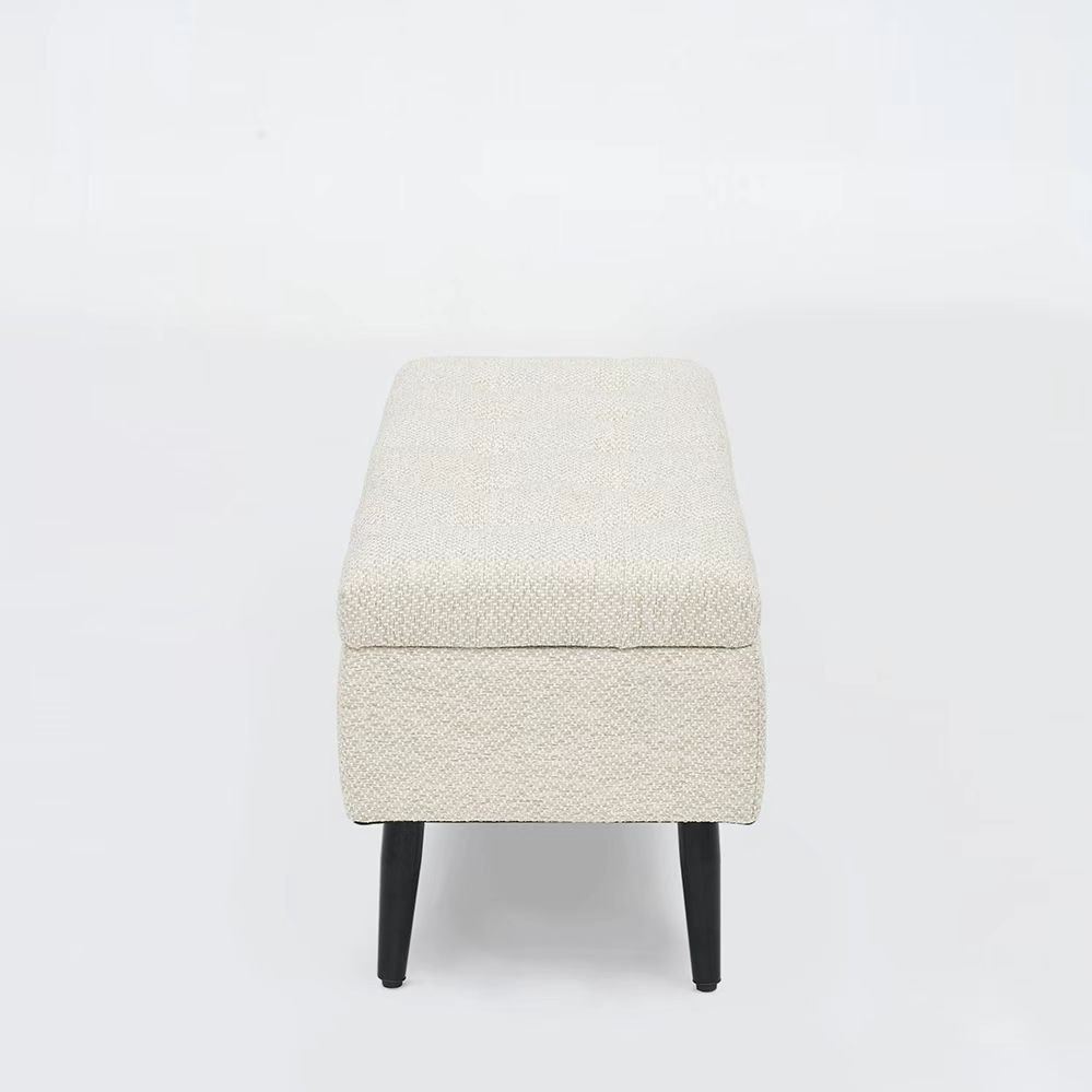 Nordic White Upholstered Storage Bench Entryway Bench and Living Room Footrest Footstool