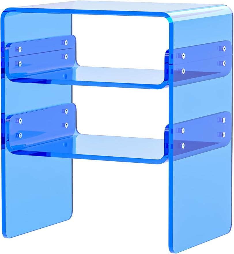Pink Acrylic Side Table and Book Display Shelf Modern Furniture for Bedroom Office