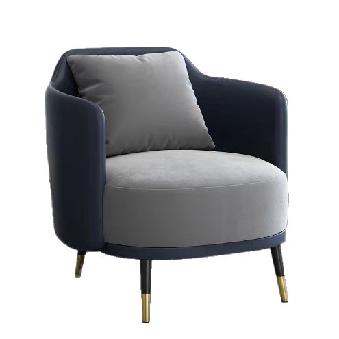 Modern Upholstered Accent Chair Set With Round Marble Side Table, 3-Piece Lounge Chair With Pillow For Living Room &amp; Hotel