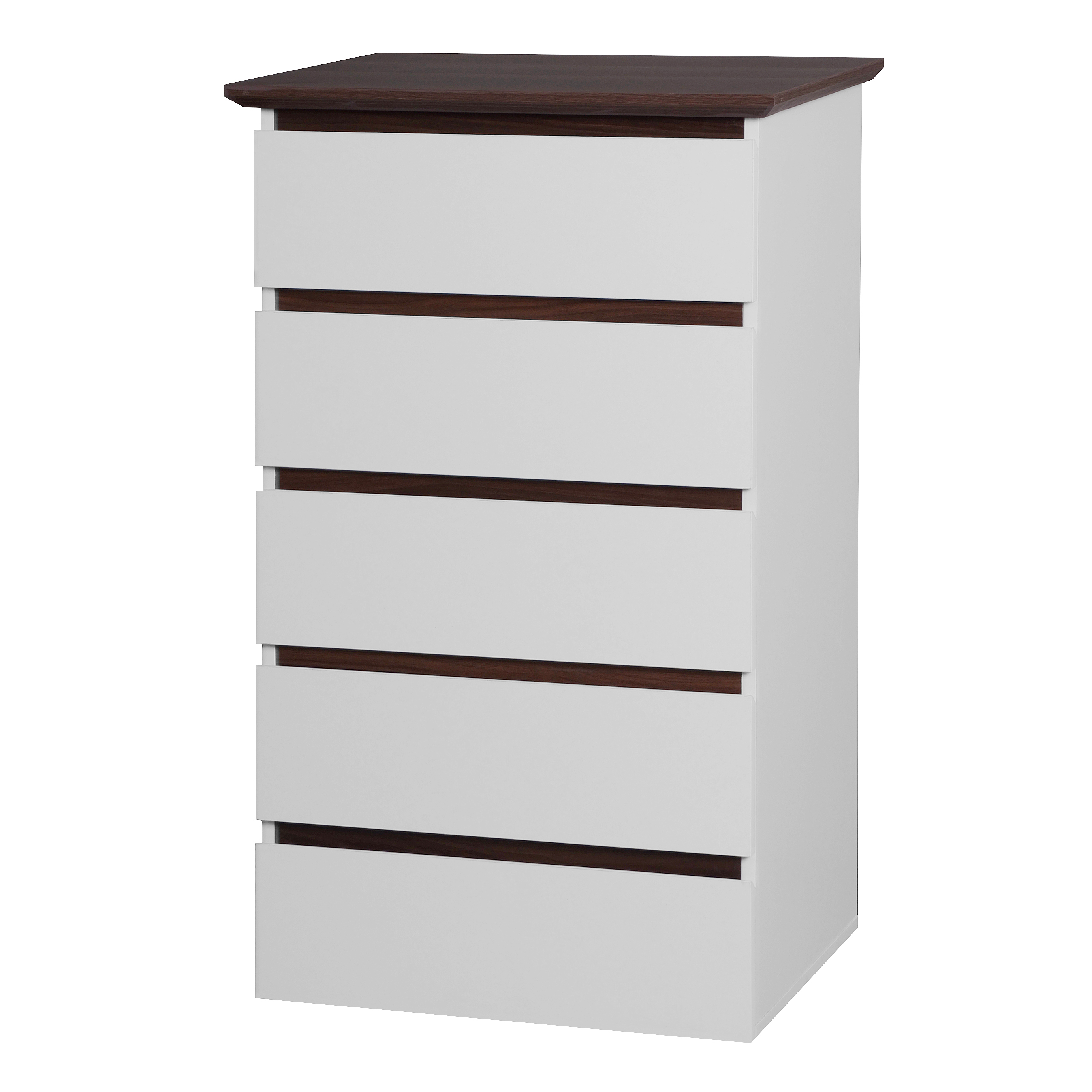 OE HOME 5-Drawer Modern European Dresser for Bedroom Convertible White Walnut Color Storage Chest Cabinet