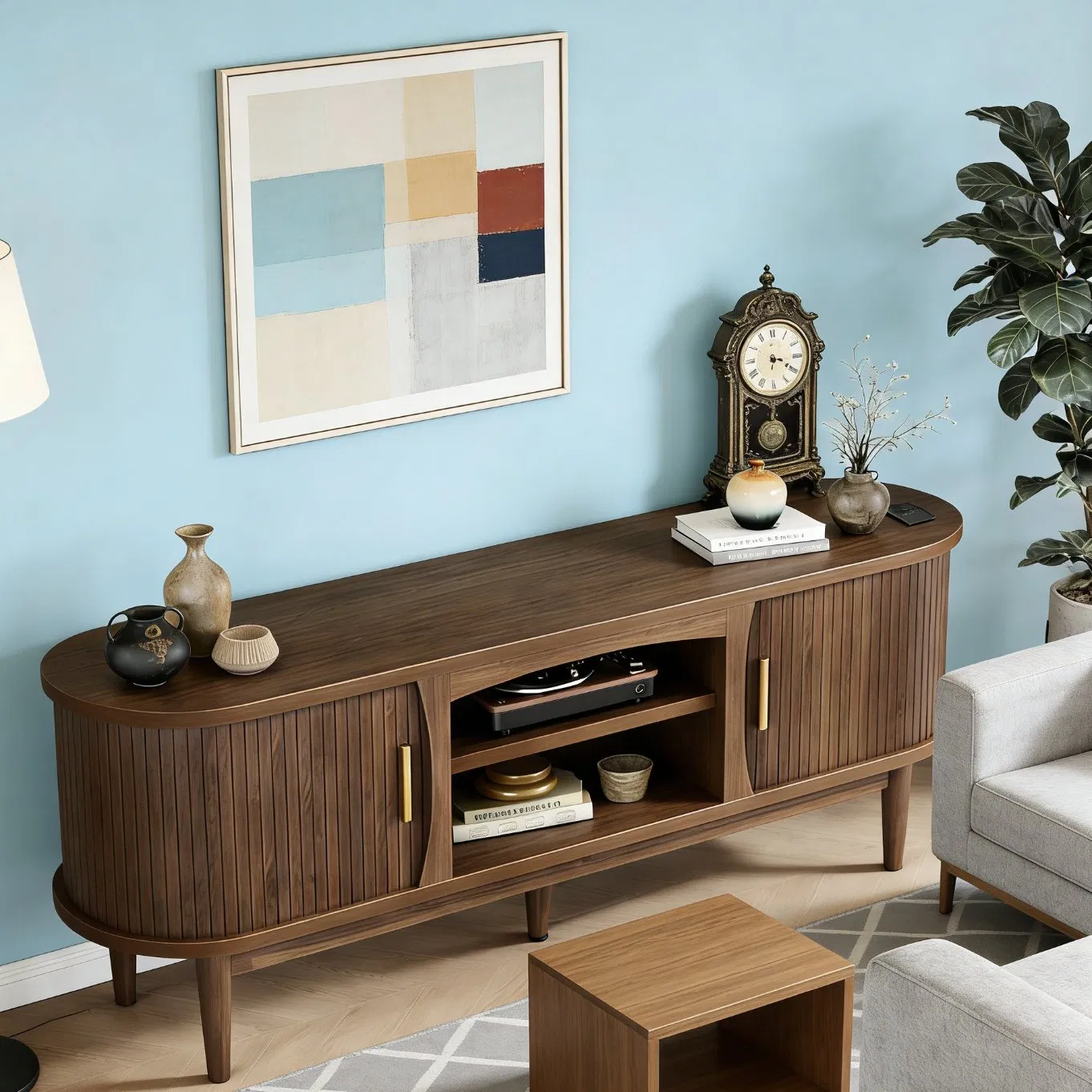 Modern Spacious Media Console for Stylish Living Room Storage