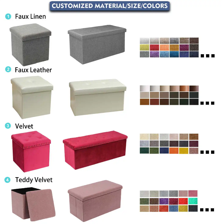 Modern Extendable Foldable Leather Ottoman With Storage For Bedroom Entry &amp; Staircase For Home Use
