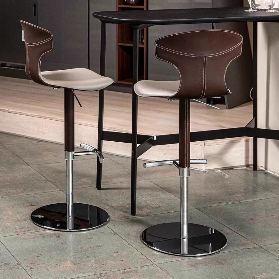 PU Leather Padded Counter Height Commercial Modern Adjustable Metal High Back Swivel Bar Stool