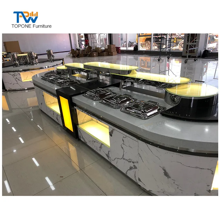 Customized Portable Hotel Restaurant Self Service Console LED Hot and Cold Buffet Equipment Counter Bar Table Design