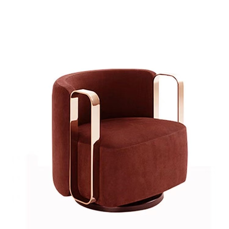 Luxury Single Arm Swivel Accent Chair High Quality Fabric Design for Dining Hotel Lobby Modern Living Room