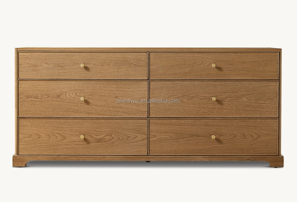 Minyu 2024 New Design Luxury Classic Solid Wood 6-drawer Dressers Living Room Furniture Chest Cabinet