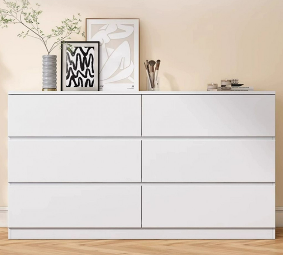 Simple Modern Utility Cabinet Dresser for Household StorageWide Chest of Drawers Nightstand with Wood Top Storage Tower Storage