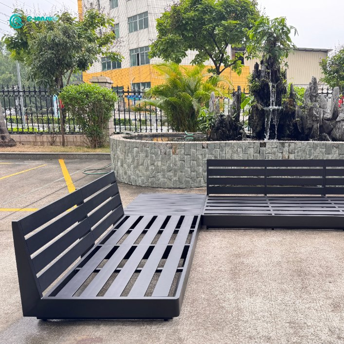 Contemporary Outdoor Furniture Aluminum Frame Sectional Sofa Set with All Weather Cushion Patio Garden Seating for Hotel Resort