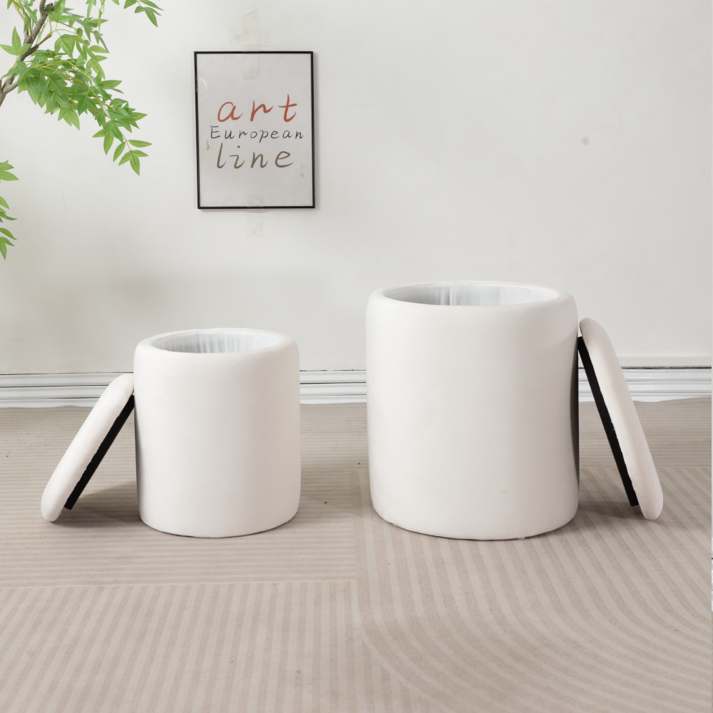 Premium Velvet Upholstered Soft Ottoman Storage Stool Hidden Storage Eco-Friendly for Hotel Apartment Living Room Bedroom