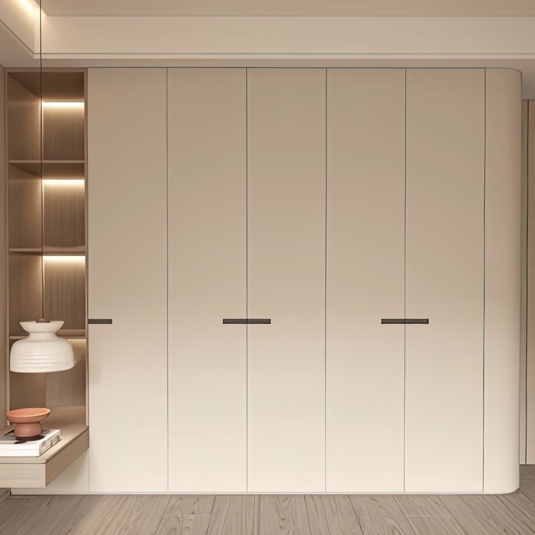 Modern Custom Open-style Bedroom Wardrobe Featuring A Curved Design Easy To Install And Offering High-capacity Home Storage