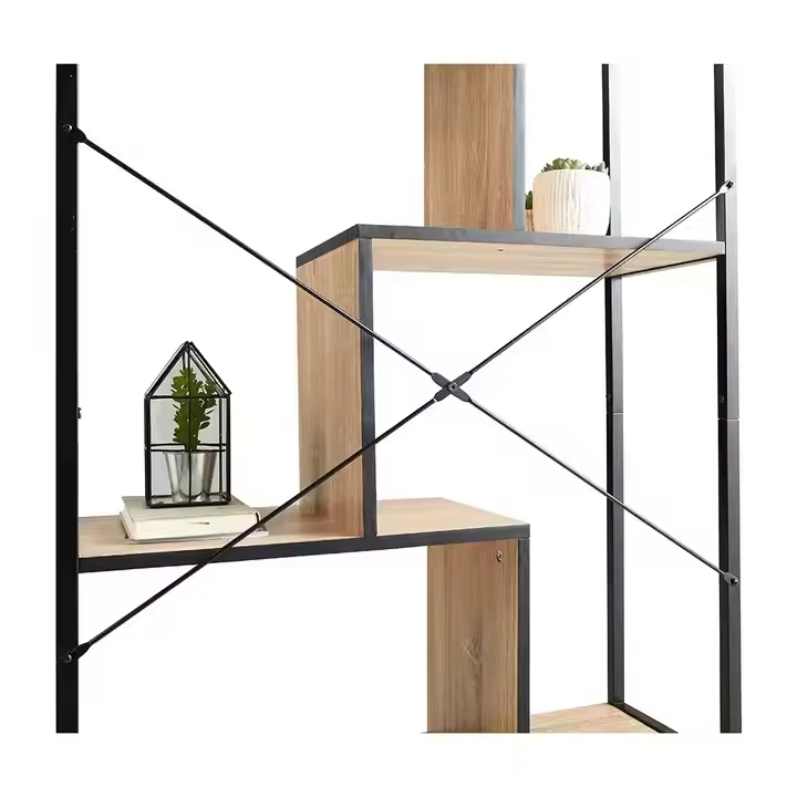 Bookshelf Book Shelves with Metal Frames Wood Shelves Organizer Display Rack
