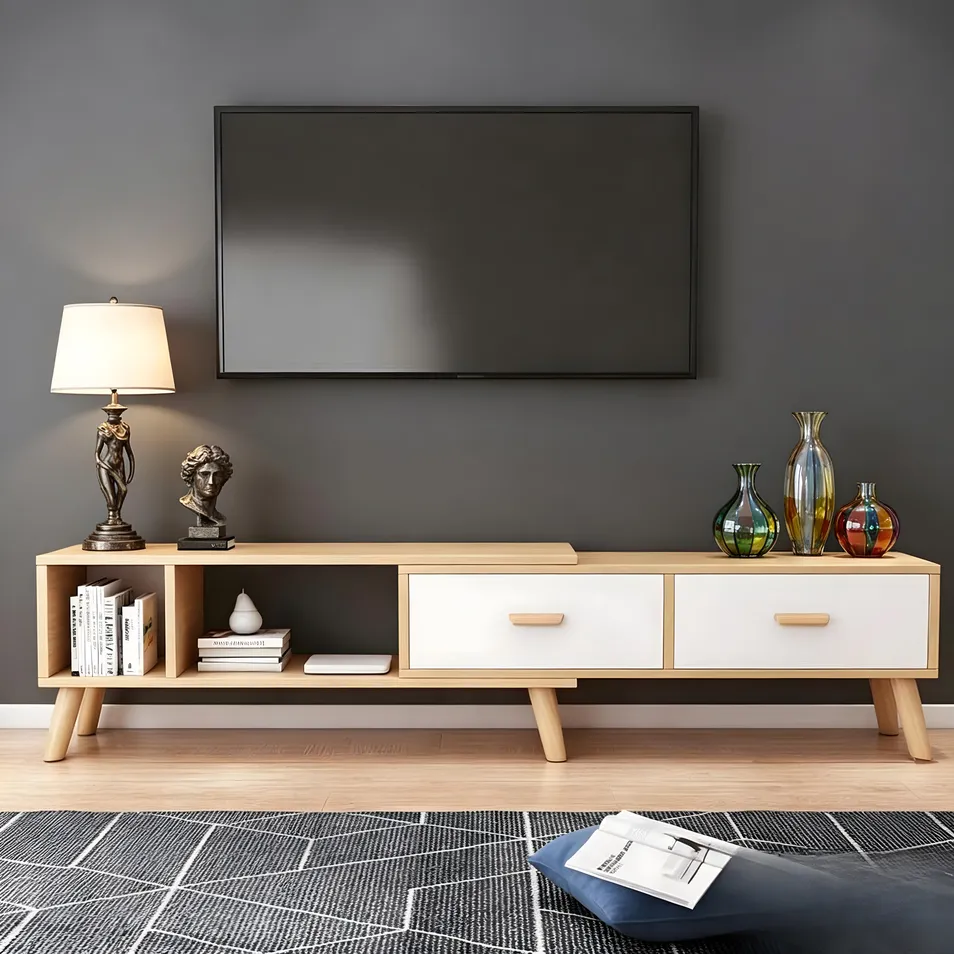 Minimalist TV Stand Cabinet Wooden Media Console for Living Room Home Furniture Storage