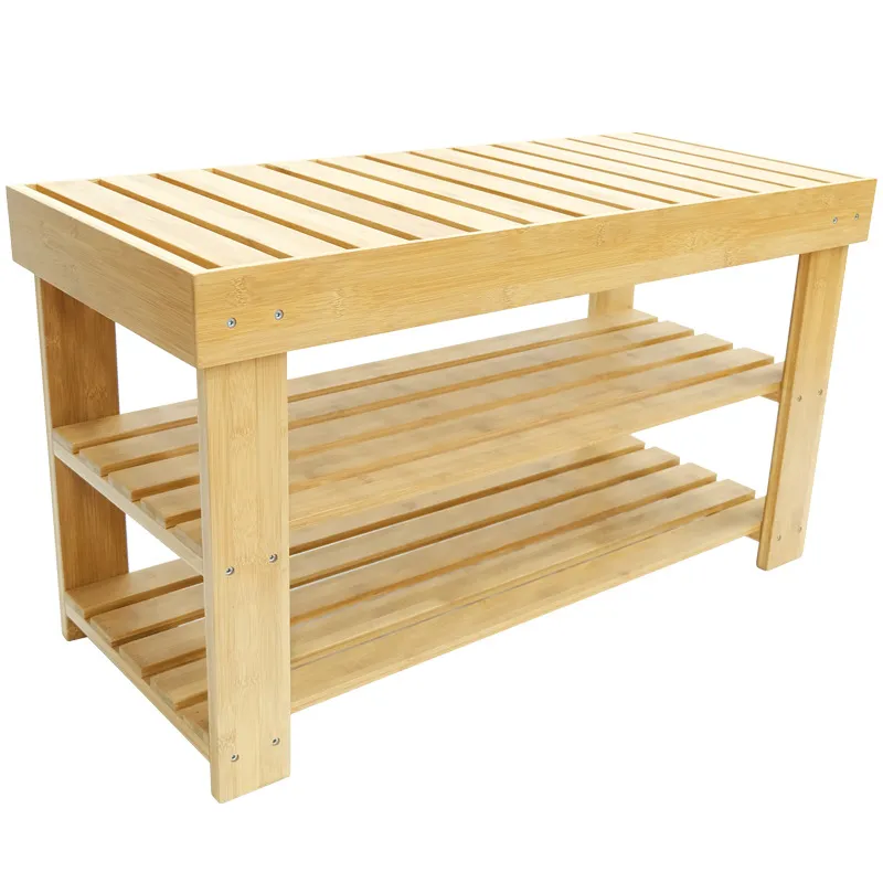Bamboo Wooden Clothing Shop Stool Large Thick Household Item Bench Hotel Bench Household Product Home's Products Bamboo Product Entryway Living Room Bench