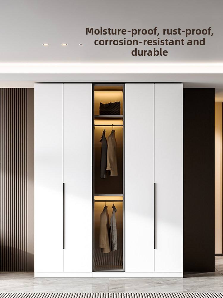 Modern Hinged Door Steel Wardrobe Zero Formaldehyde Metal Bedroom Closet Heavy Duty White Steel Cupboard for Home Furniture