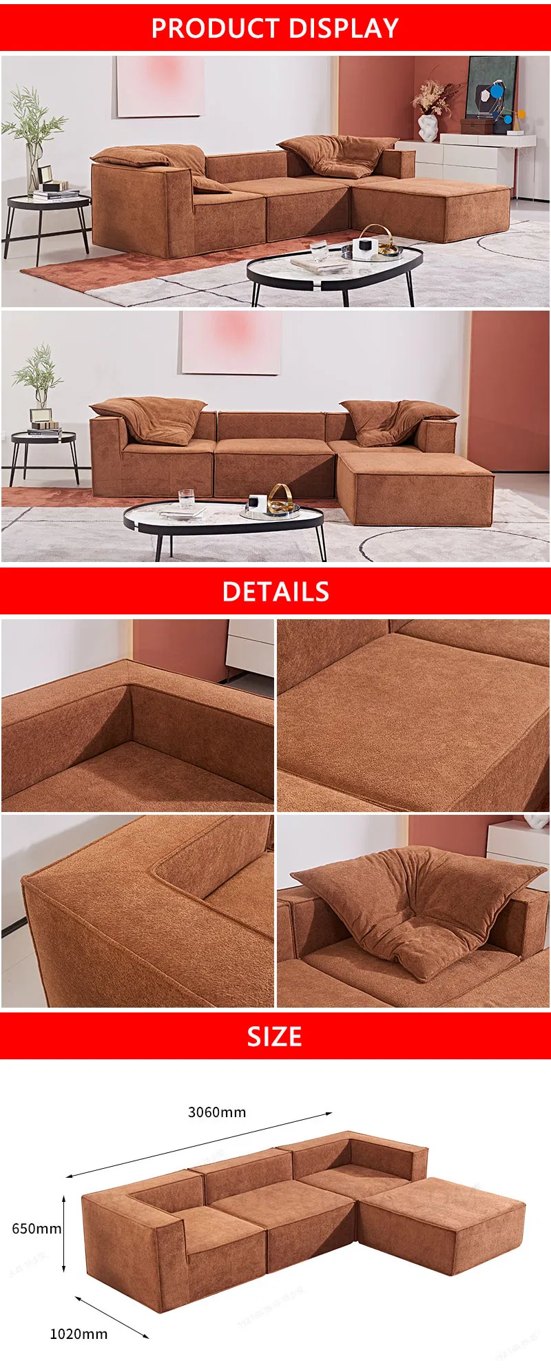 Wholesale Furniture Modern Lazy Sectional L Shaped Corner Modular Compressed Vacuum Foam Chaise Lounge Sofa