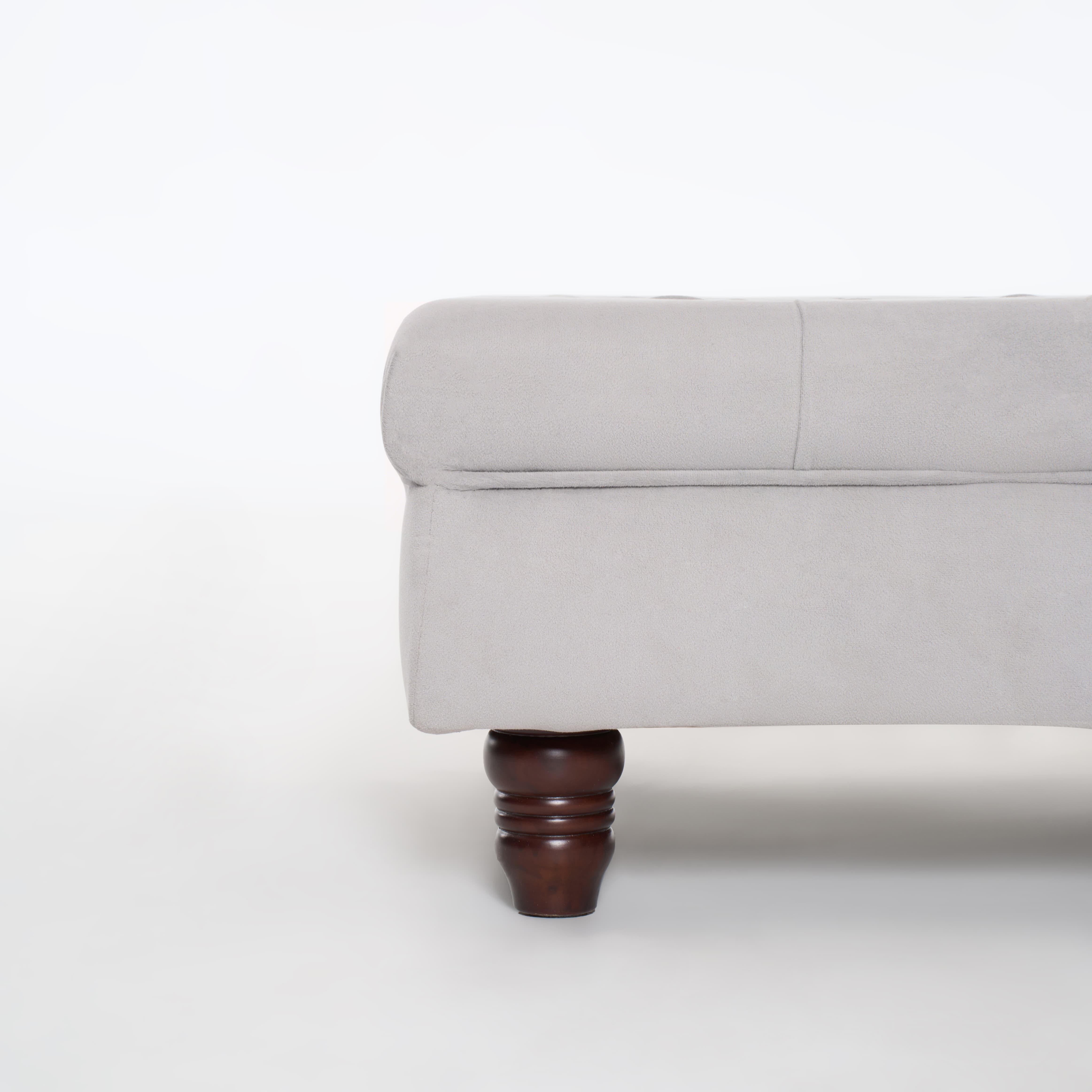 Modern 51-inch Light Grey Storage Ottoman Fabric End Bed Bench Sofa Stool Adjustable Height Home Office Living Room Entryway