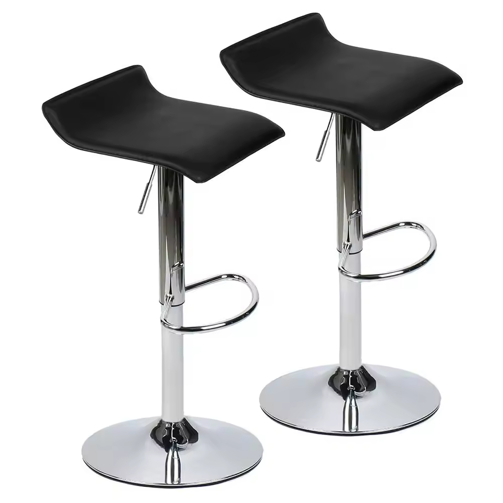 Fashionable Adjustable Rotating High Bar Stool with Stainless Chrome Base Leather Gaslift for Home Bar and Dining