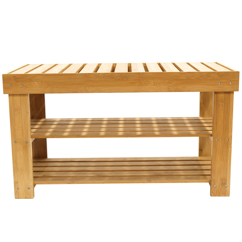 Bamboo Wooden Clothing Shop Stool Large Thick Household Item Bench Hotel Bench Household Product Home's Products Bamboo Product Entryway Living Room Bench