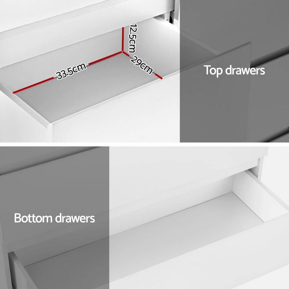 Modern White 6-Drawer Double Wooden Storage Dresser with Smooth Steel Rails for Living Room Bedroom