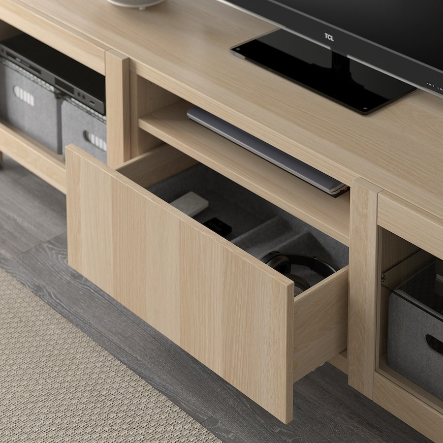Contemporary TV Cabinet Television Stand Media Storage Console Organizer