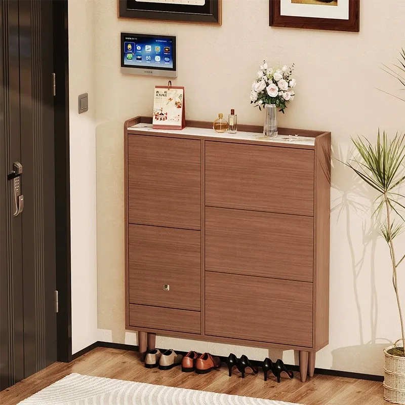 Stylish Solid Wood Entryway Bench with Innovative Shoe Storage