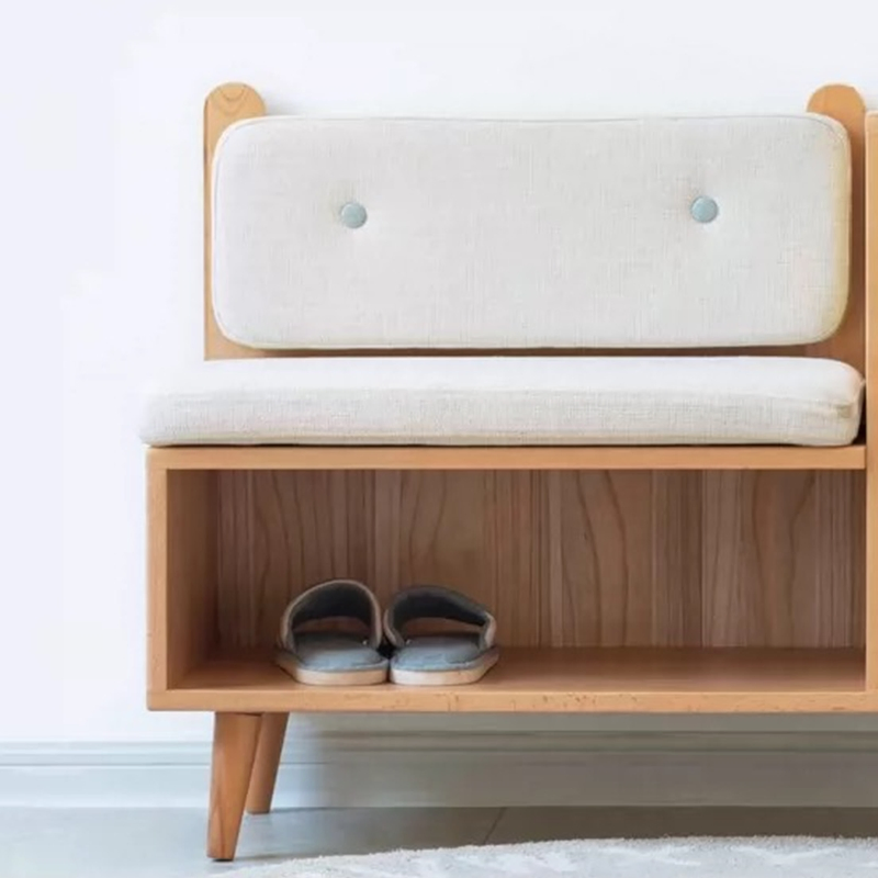 Natural Bamboo Shoe Rack Entryway Shoe Storage with Storage Cabinet Shelf Shoe Bench with Cushion
