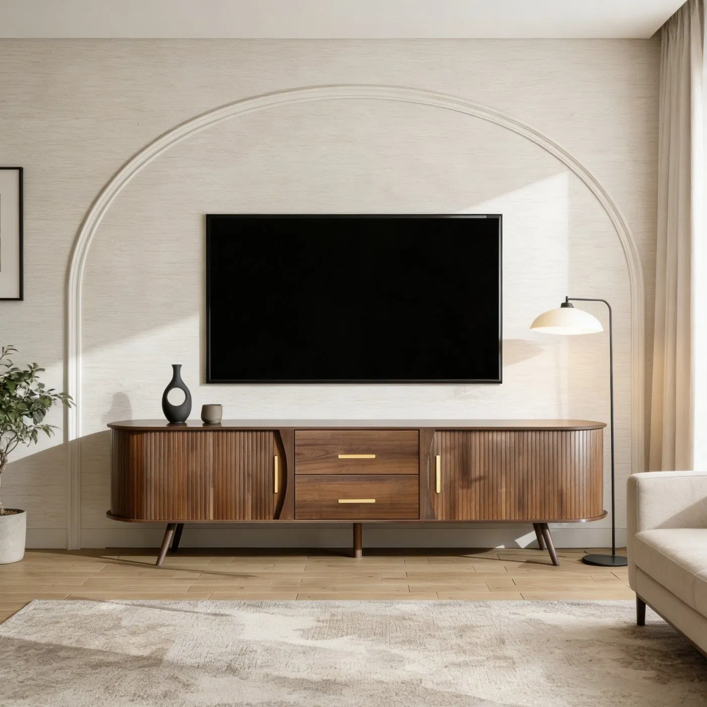 Medieval Walnut Media Entertainment Center, Media Console